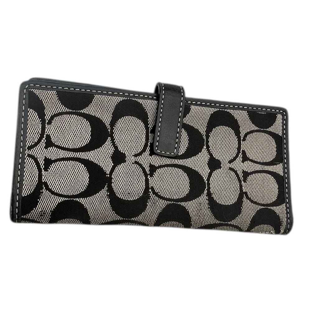 Coach Black and Gray Key & Card Holder with Signature Monogram